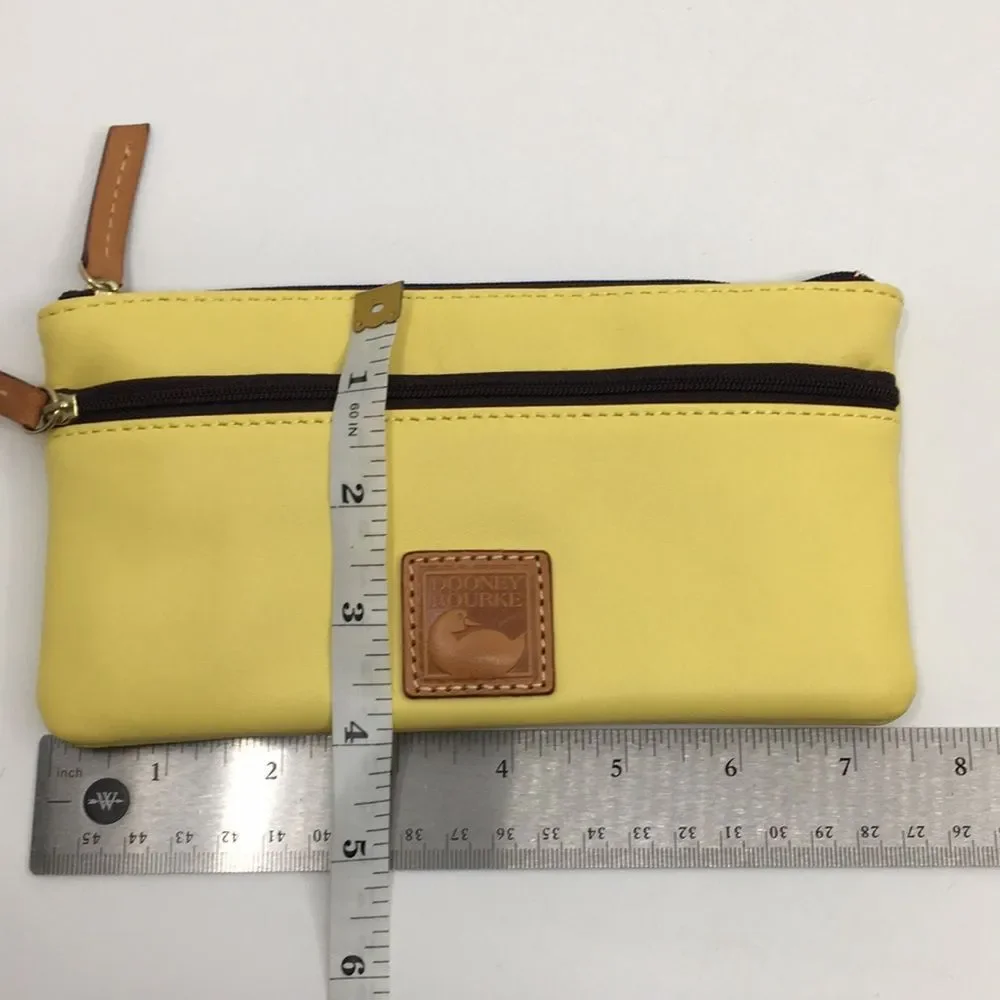 DOONEY & BOURKE Tech Top Yellow Leather Double Zip Pouch Wallet